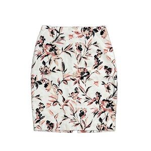 White House Black Market Floral Pencil Skirt - Cream and Pink